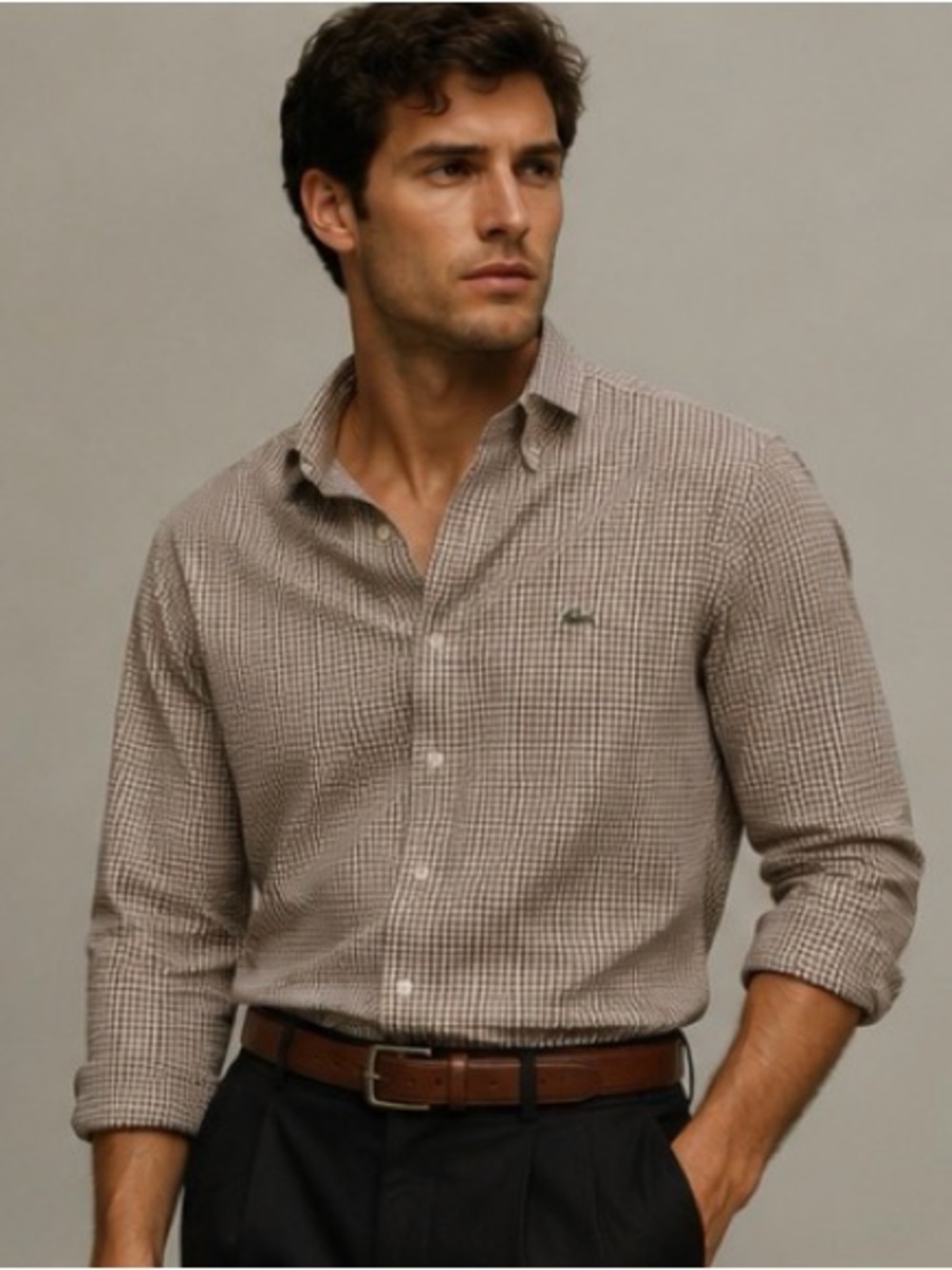 Lacoste Brown Check Button-Down Shirt